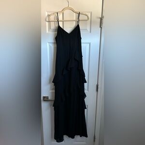 Blessed with Beauty Black Ruffled Sleeveless Maxi Dress size Small